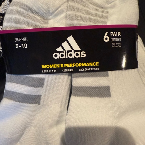 adidas Ladies' Women's Quarter Sock Performance Aeroready Sport, 6-pair, White - Picture 3 of 3